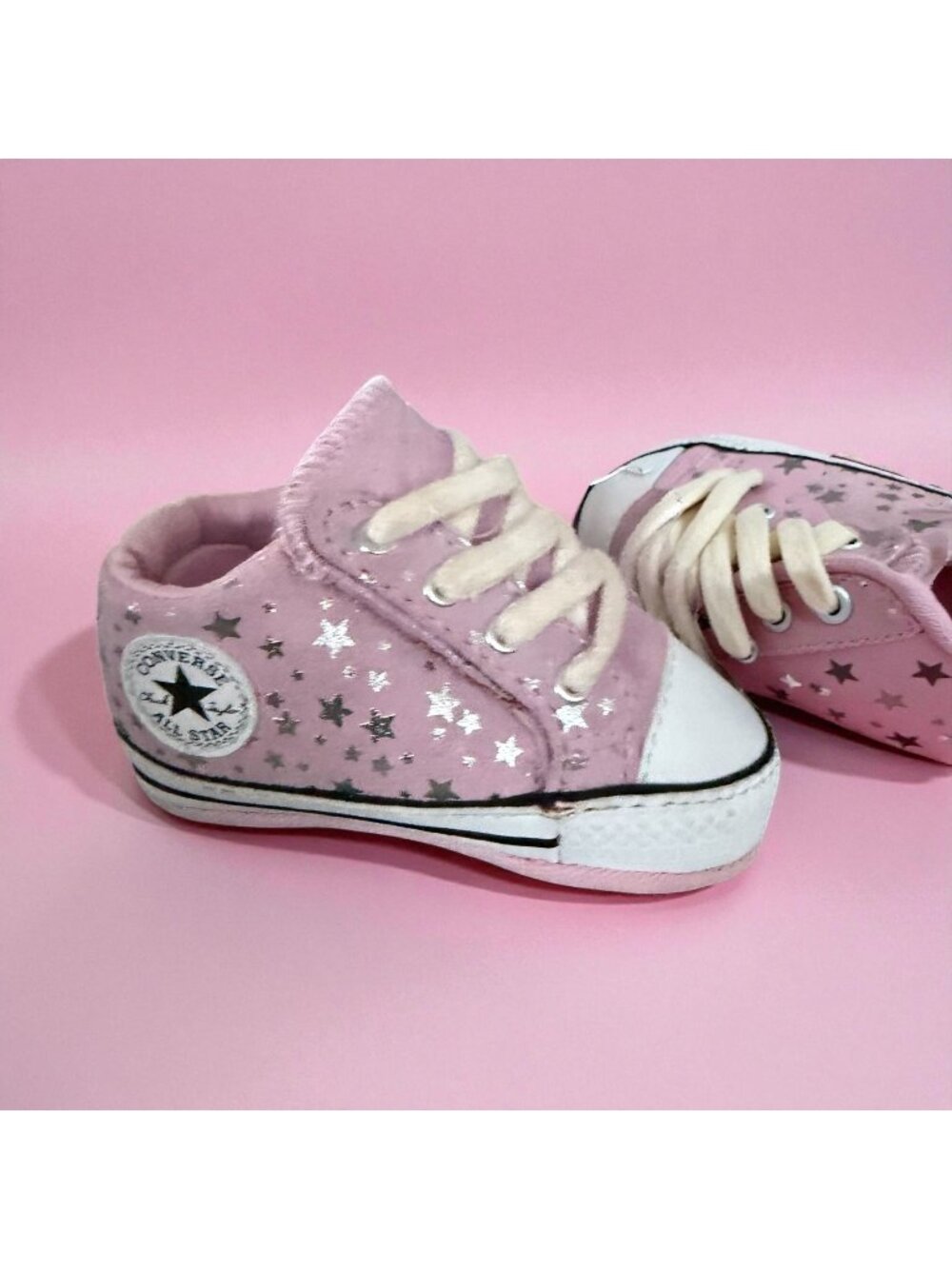 CONVERSE Girls Baby Star Print Crib Sneakers Shoes Size 1